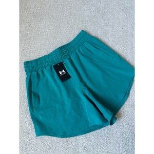 Under Armour Womens Loose Fit Woven Training Shorts Teal Pockets‎ Elastic Waist